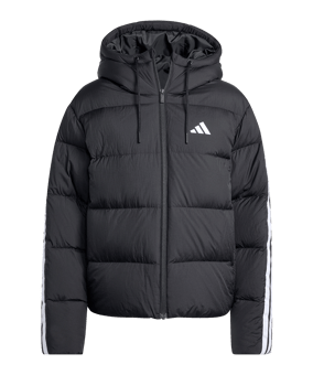adidas Essentials Climawarm 3 Stripes Puffer Down Kapuzenjacke Damen Schwarz - schwarz