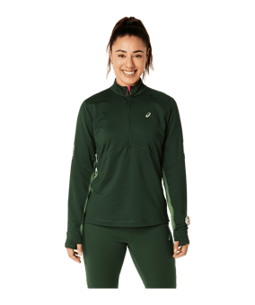 Asics WinterRun HalfZip Sweatshirt Damen Grün F300 - gruen