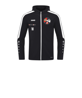 JAKO Power Kapuzenjacke Kids Schwarz Weiss F800