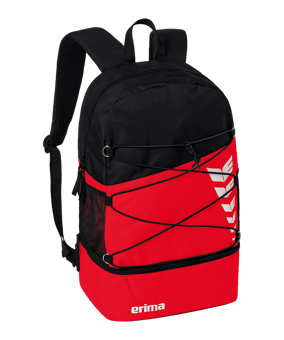 Erima Six Wings Rucksack mit Bodenfach Rot Schwarz - rot