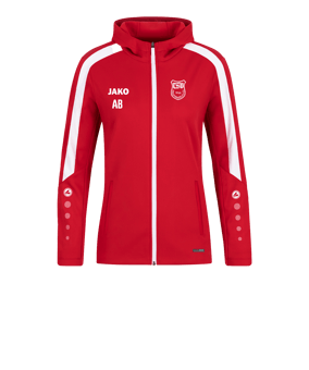 JAKO Power Kapuzenjacke Damen Rot Weiss F100