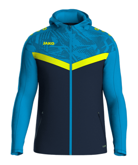 JAKO Iconic Kapuzenjacke Kids Blau Gelb F914 - blau