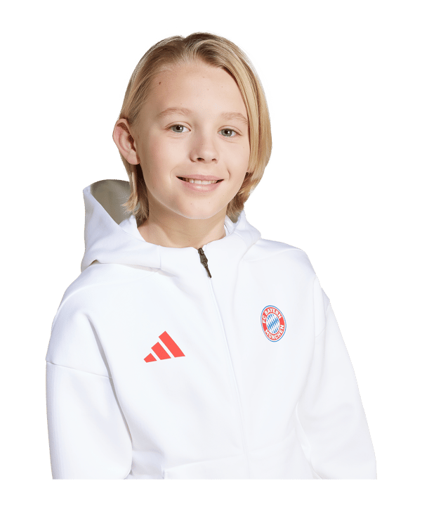 adidas FC Bayern München Anthem Kapuzenjacke Kids Weiß - weiss