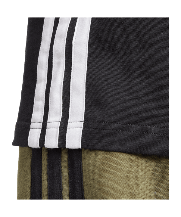 adidas 3 Stripes T-Shirt Schwarz - schwarz