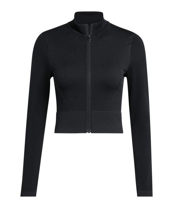 adidas Workout Essentials Knit Zip Through Jacke Damen Schwarz - schwarz