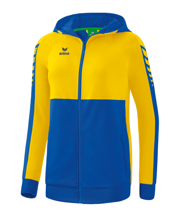 Erima Six Wings Kapuzenjacke Damen Blau Gelb - blau