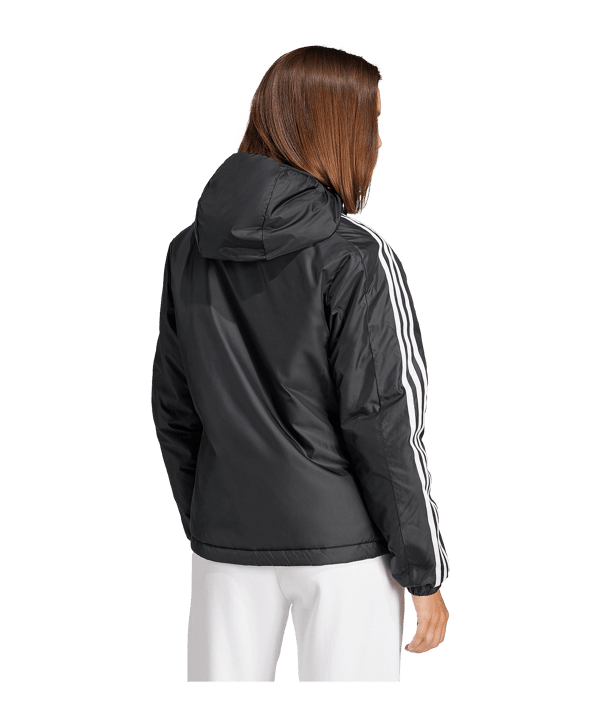 adidas Essentials 3-Stripes Kapuzenjacke Schwarz - schwarz