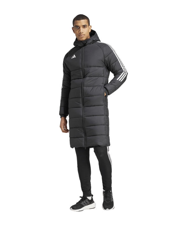 adidas Tiro 24 Long Coachjacke Schwarz Weiss Laufschuh - schwarz