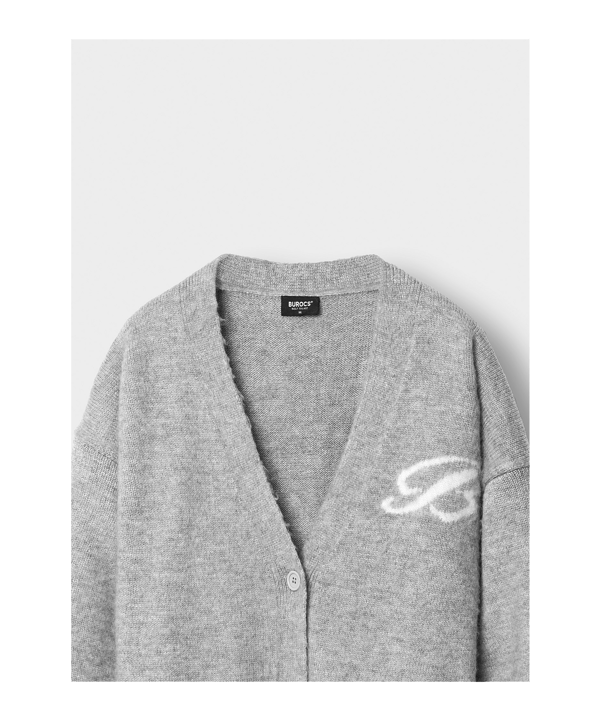 Burocs Fuzzy Jacquard Cardigan Jacke Grau - grau