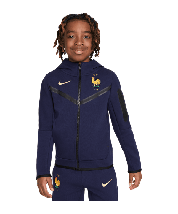 Nike Frankreich Tech Fleece Kapuzenjacke EM 2024 Kids Blau F498 - blau