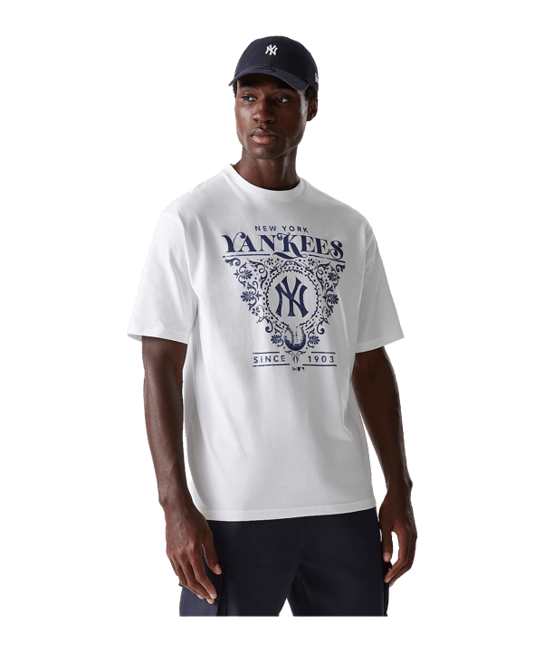 New Era MLB New York Yankees Floral Graphic Oversized T-Shirt Weiss - weiss