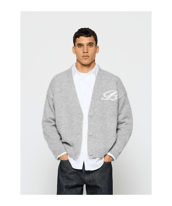 Burocs Fuzzy Jacquard Cardigan Jacke Grau - grau