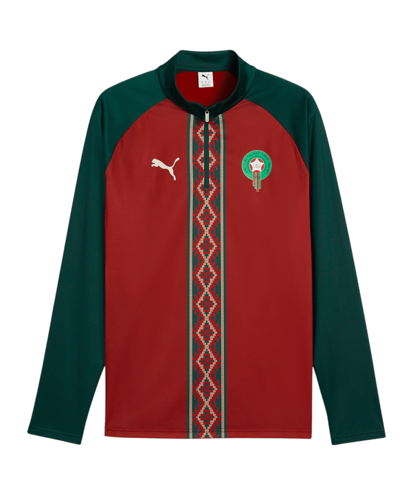 PUMA FRMF Marokko Prematch 1/4 Zip Top WM 2026 Rot F11 - rot