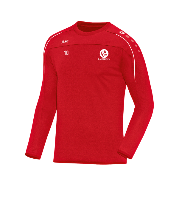 Jako Classico Sweatshirt Rouge Blanc F01 Sport d'équipe