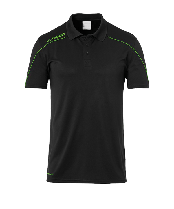 Uhlsport Stream 22 Poloshirt Schwarz Grün F24 - schwarz