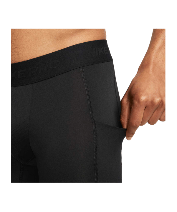 Nike Pro Long Short Schwarz Weiss F010 - schwarz