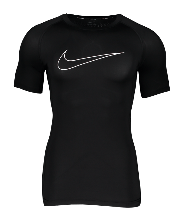 Nike Pro Tight-Fit T-Shirt Schwarz Weiss F010 - schwarz