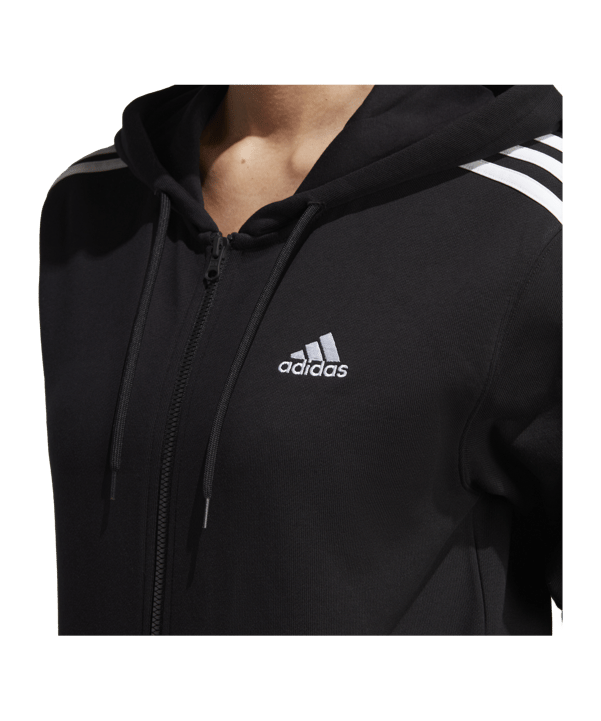 adidas 3S Kapuzenjacke Damen Schwarz Weiss - schwarz