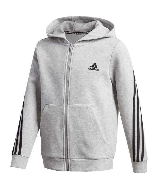 adidas 3 Stripes Doubleknit Kapuzenjacke Kids Grau - grau