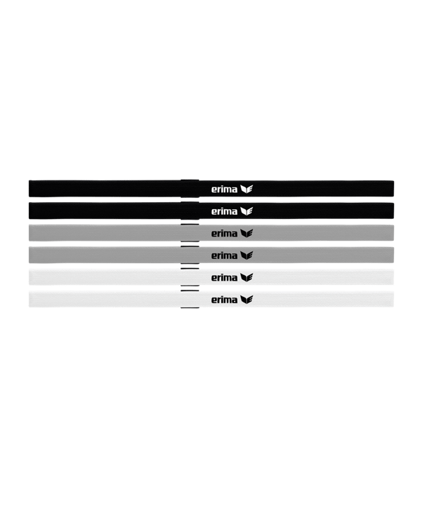 Erima Haarband Black Series 6er Set Schwarz Grau - schwarz