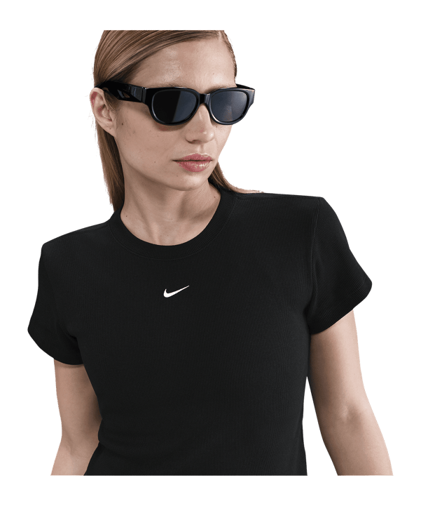 Nike NSW Rib T-Shirt Damen Schwarz F010