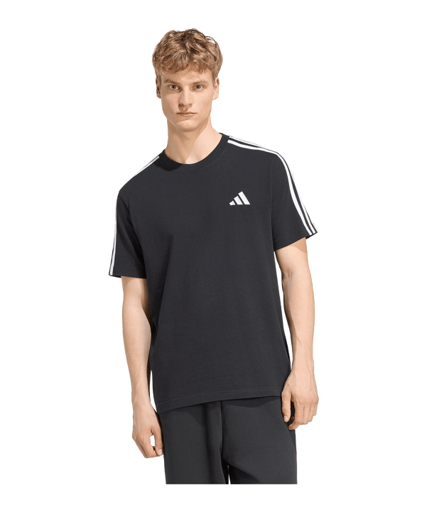 adidas Essentials 3-Stripes Single Jersey Left Chest Branded T-Shirt Schwarz - schwarz