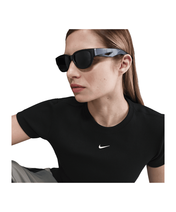 Nike NSW Rib T-Shirt Damen Schwarz F010