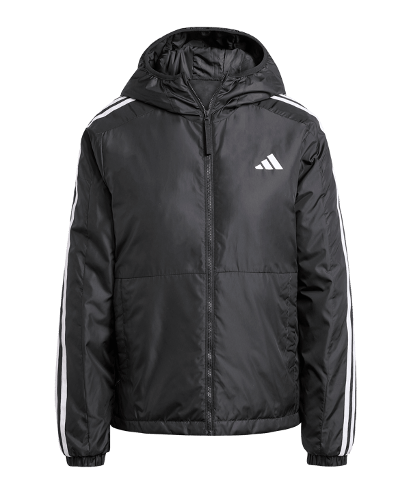 adidas Essentials 3-Stripes Kapuzenjacke Schwarz - schwarz