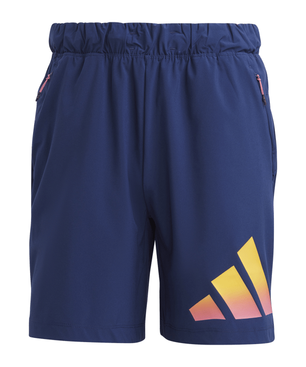 adidas 3Bar Short Blau Gelb Orange - dunkelblau