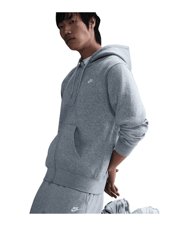 Nike Club Fleece Kapuzenjacke Grau F063 - grau