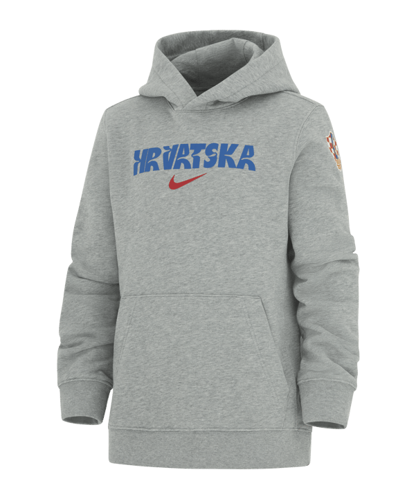 Nike Kroatien Club Hoody EM 2024 Kids Grau Rot - grau
