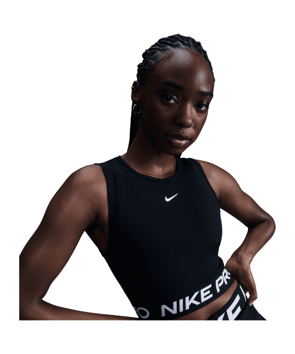Nike Pro 365 Crop Tanktop Damen Schwarz F010 - schwarz