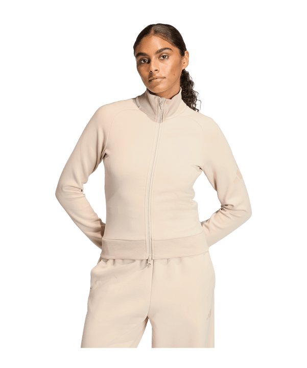 adidas Soft Lux Slim Trainingsjacke Damen Beige - beige
