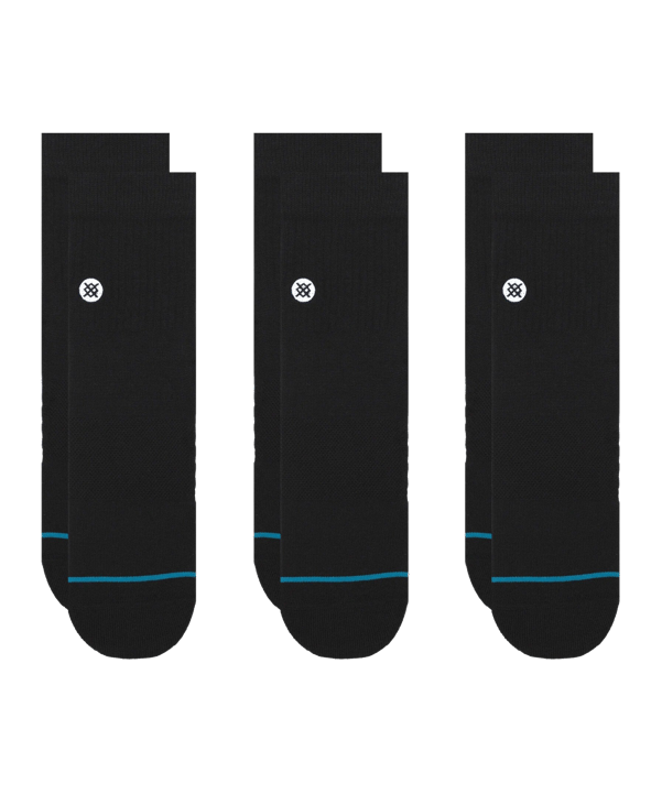 Stance Icon Quarter Socken 3er Pack Schwarz - schwarz
