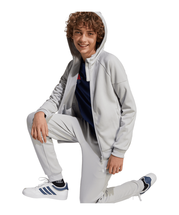 adidas Tiro 25 Travel Kapuzenjacke Kids Grau - grau