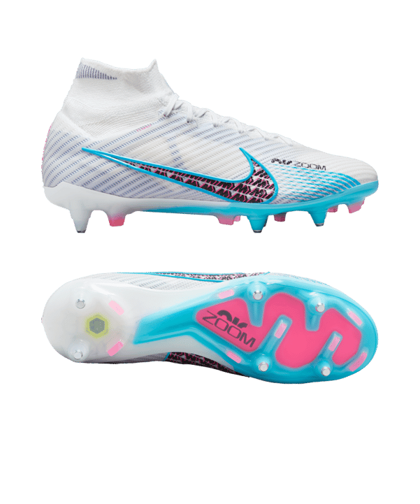 Nike Air Zoom Mercurial Superfly IX Elite SG-Pro AC Blast Weiss Blau Pink F146 - weiss