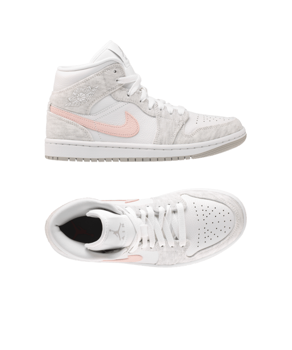 Jordan Air 1 Mid SE Damen Weiss Grau Rosa F001 - weiss