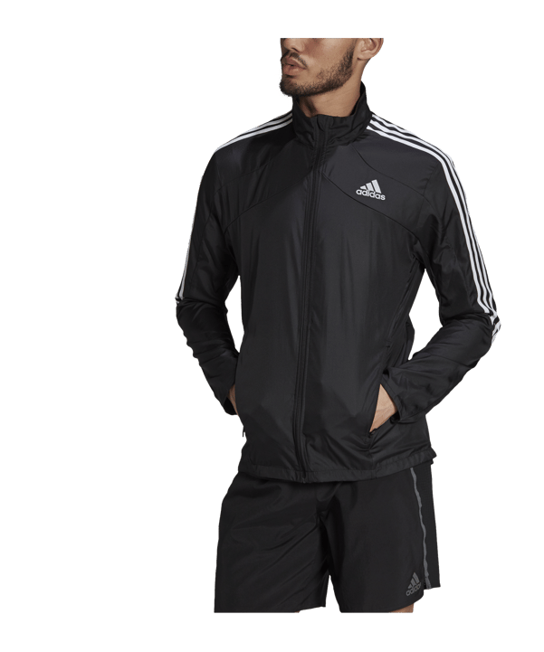 adidas Marathon Jacke Running Schwarz Weiss - schwarz