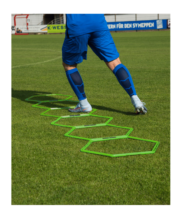 Cawila Hexa-Hoops Koordinationsleiter Set | 6er Set mit Tasche und 5 Clips | 49mm | Grün - gruen