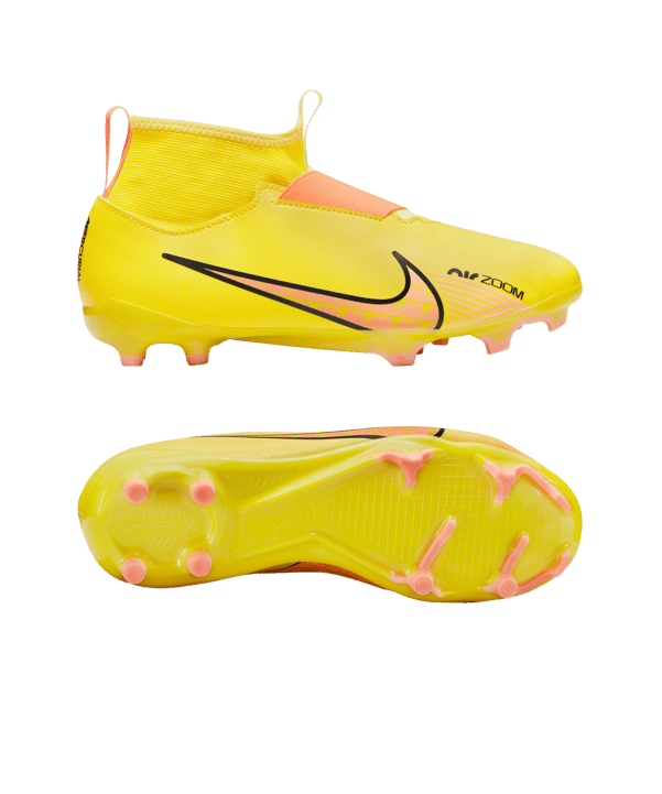 Nike Jr Air Zoom Mercurial Superfly IX Academy FG/MG Kids Lucent Gelb Rosa F780 - gelb