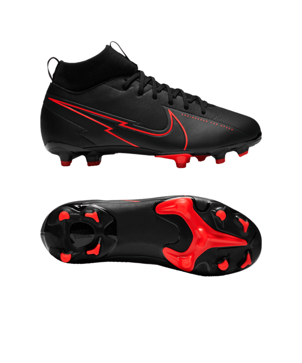 Nike Jr Mercurial Superfly VII Black X Chile Red Academy MG Kids Schwarz F060 - schwarz
