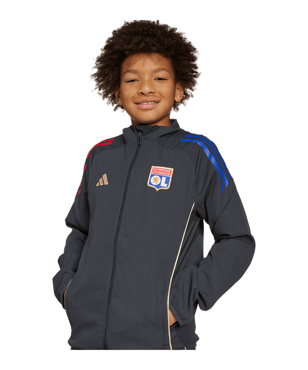 adidas Olympique Lyon Präsentationsjacke Kids Grau - grau