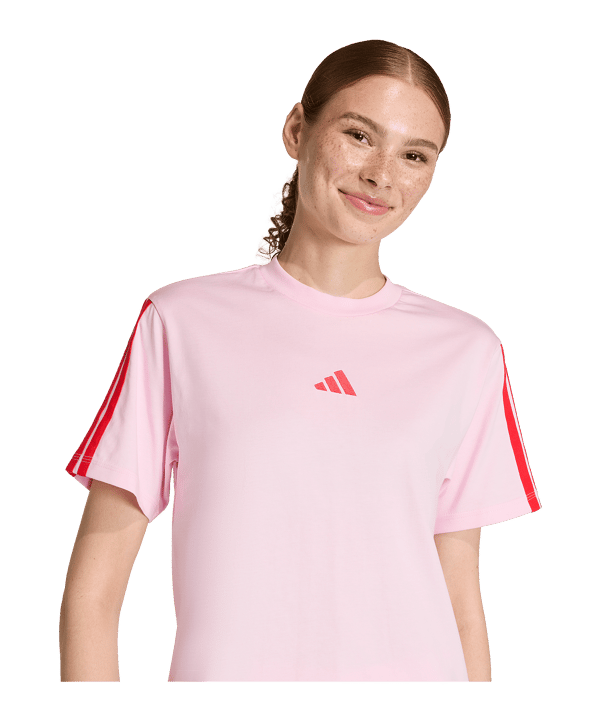 adidas Essentials 3 Stripes T-Shirt Damen Rosa - rosa