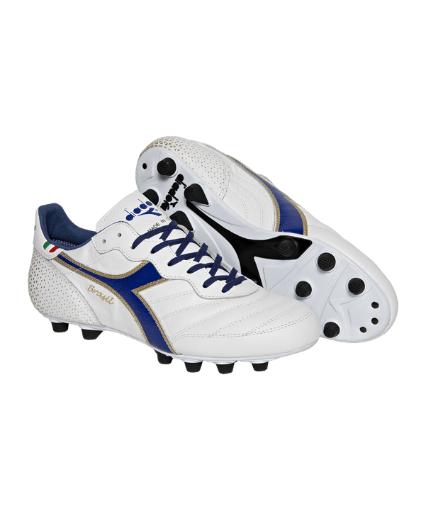 Diadora Brasil Made in Italy OG FG Weiss Blau Gold FD0953 - weiss