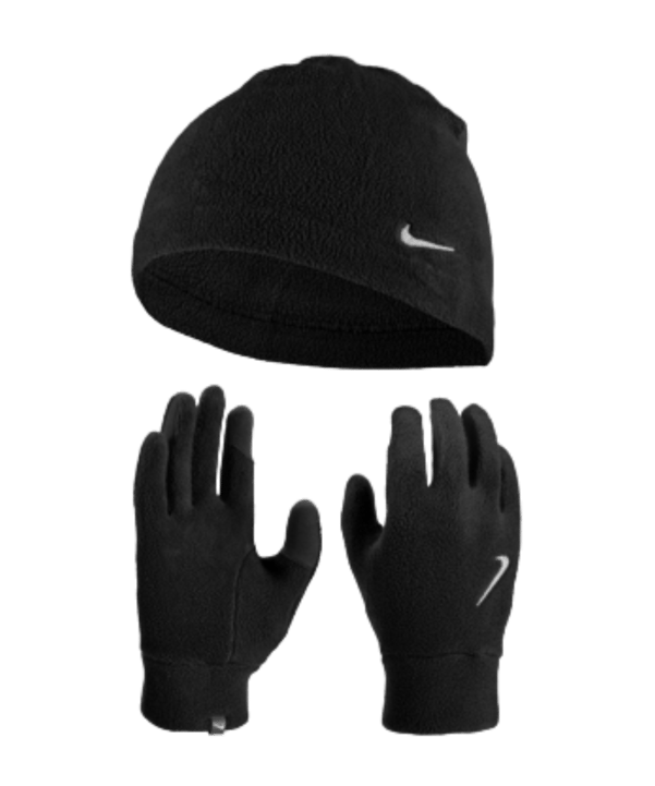 Nike Fleece Mütze Hanschuhe Set Damen Schwarz F082 - schwarz