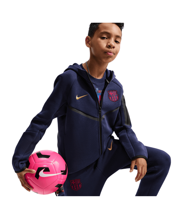 Nike FC Barcelona Tech Fleece Jas met capuchon Kinderen Blauw K498 - blauw