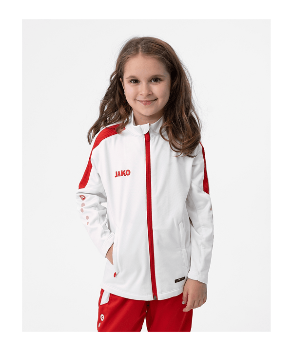JAKO Power Polyesterjacke Kids Weiss Rot F004 - weiss