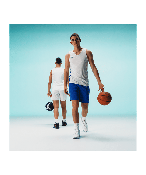 Nike Team Basketball Stock Trikot Weiss Blau F102 - weiss