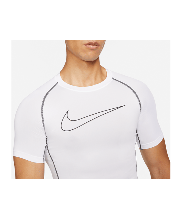 Nike Pro Shortsleeve Shirt Weiss Schwarz F100 - weiss