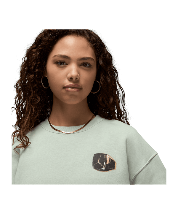 Jordan Brooklyn Fleece Crewneck Sweatshirt Damen Grün F017 - gruen
